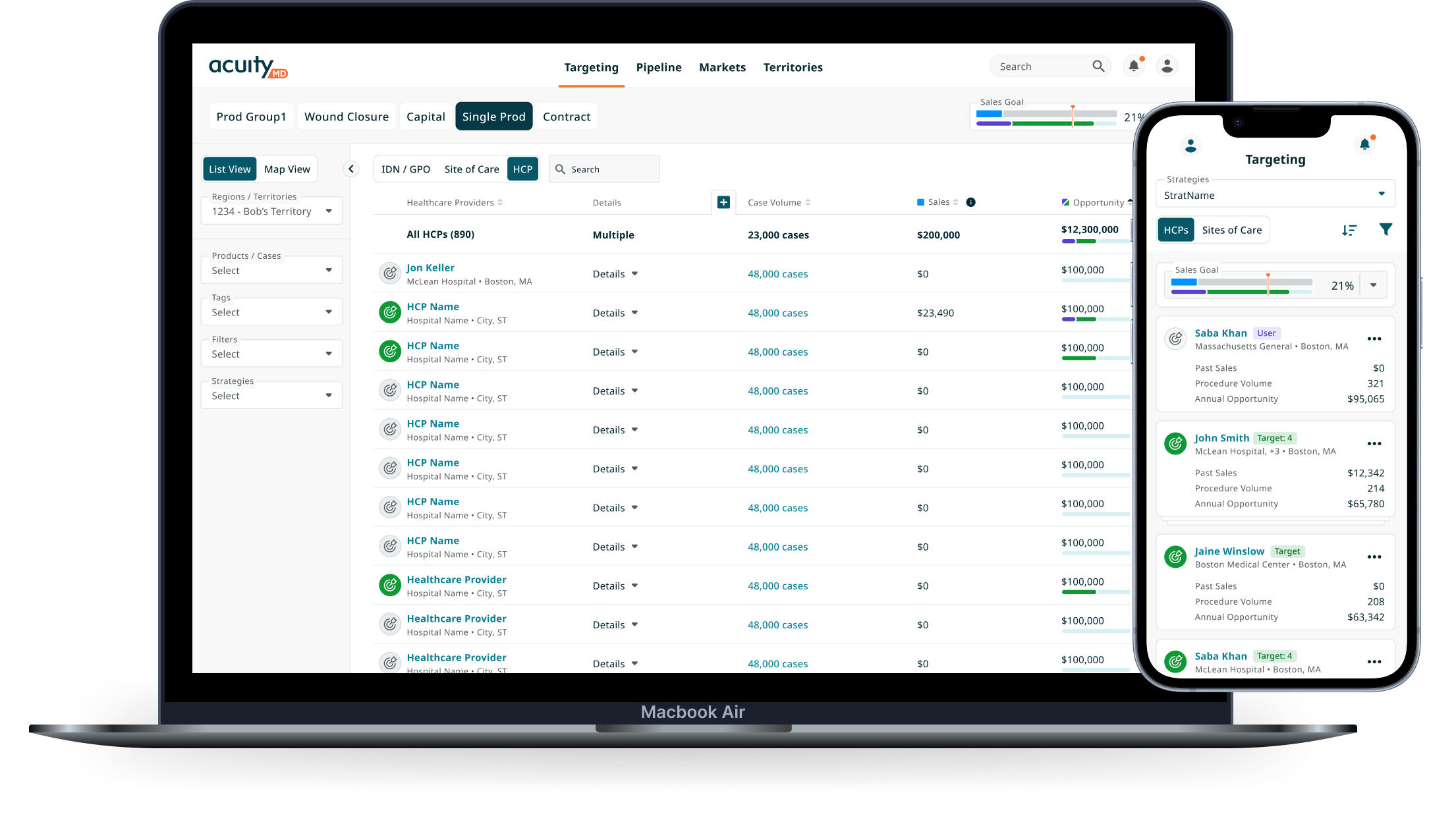 AcuityMD targeting on mobile and desktop