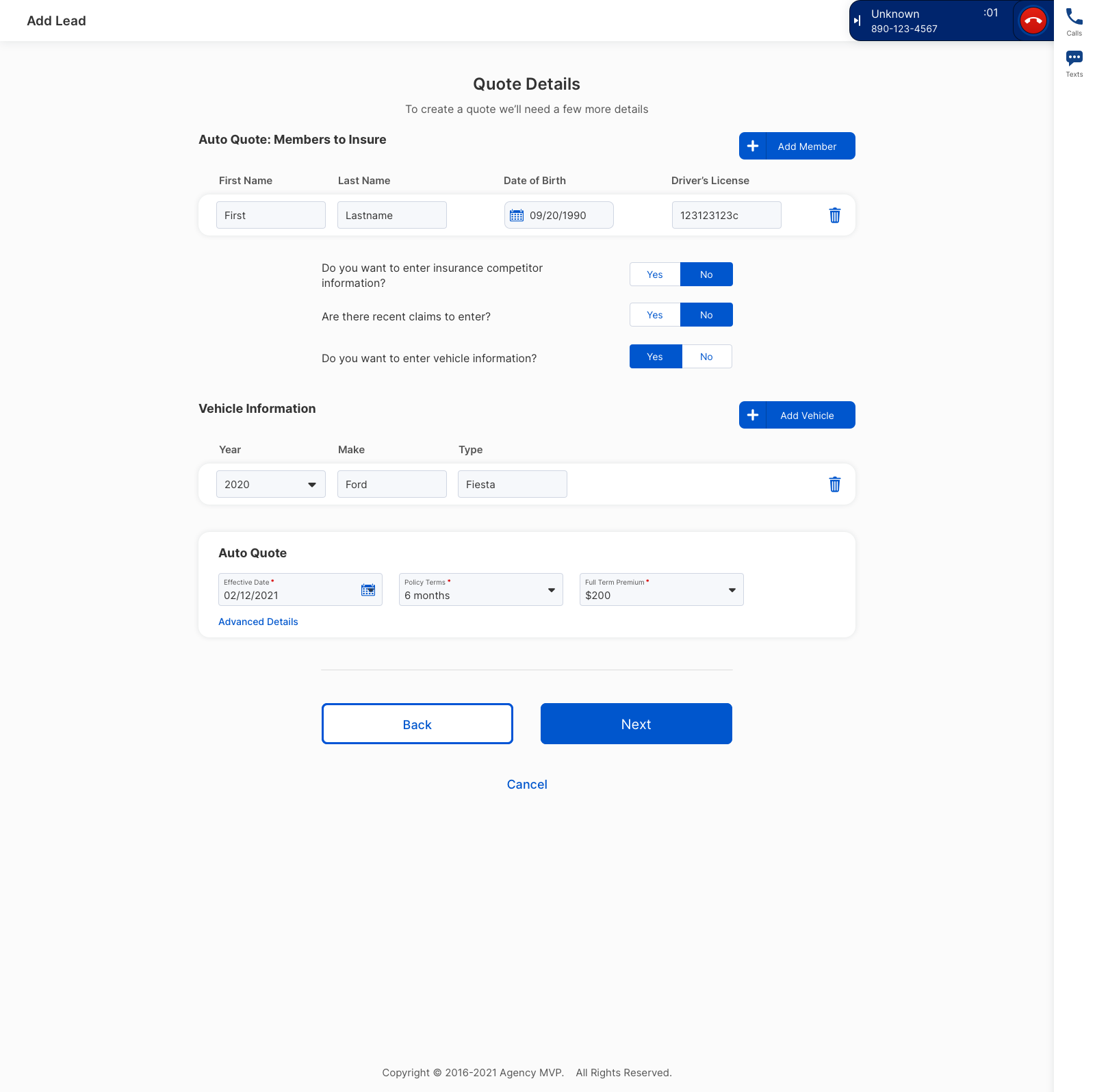 option for the quoting process