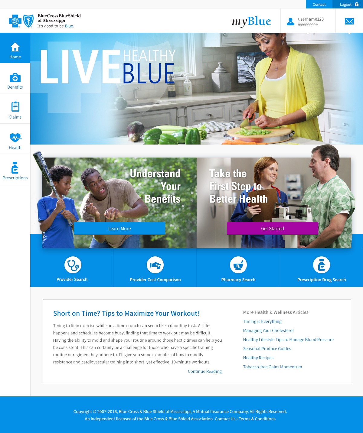 landing page for member portal